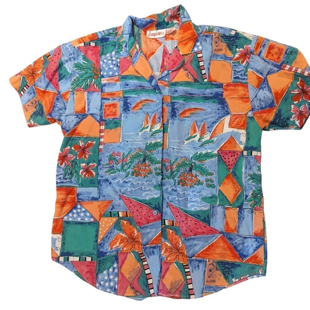 Women's vintage Penny Lane colorful print top size large‎